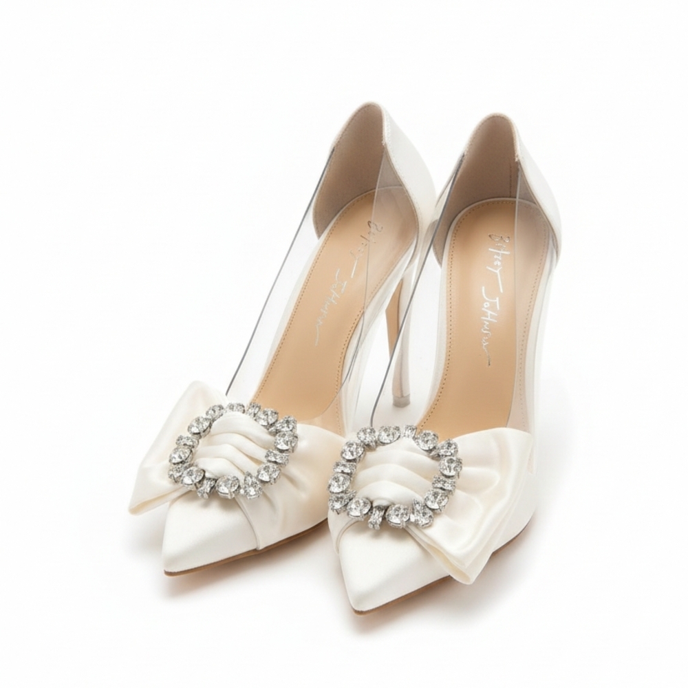 Betsey Johnson Ivory Heels with Rhinestone Betsey Johnson White Pearl & Crystal